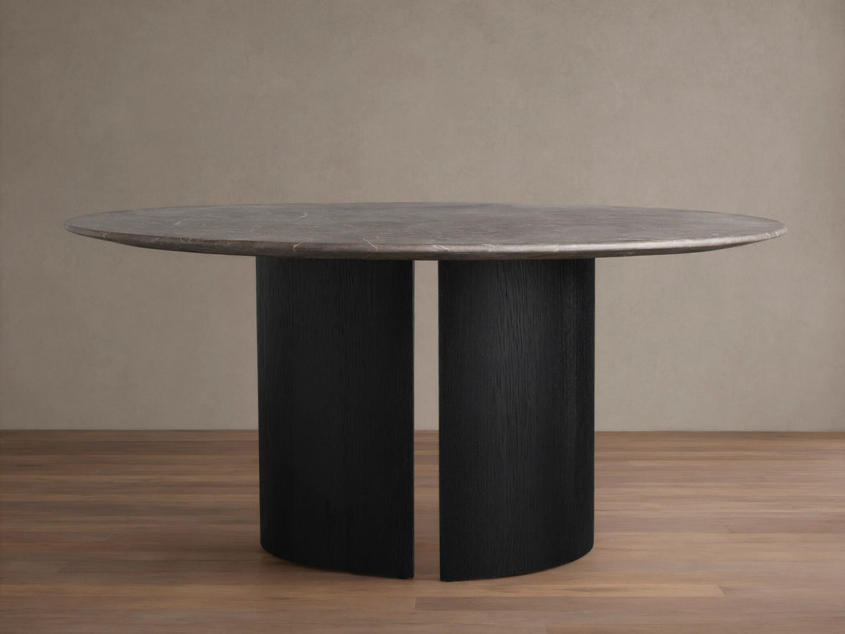 Saint Germain Round Stone Dining Table with Dauphine Base