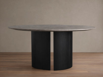 Saint Germain Round Stone Dining Table with Dauphine Base