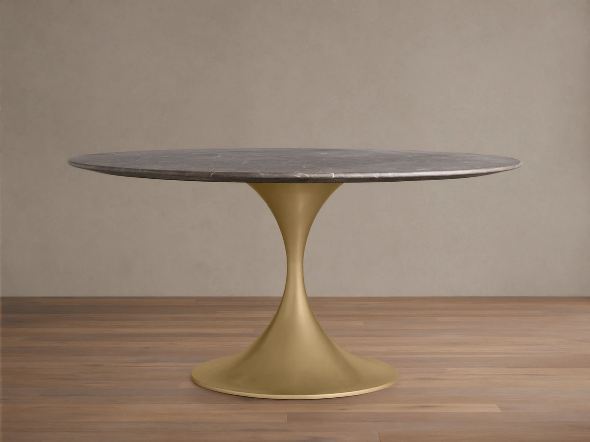Saint Germain Round Stone Dining Table with Launette Base