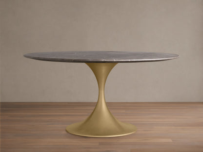 Saint Germain Round Stone Dining Table with Launette Base