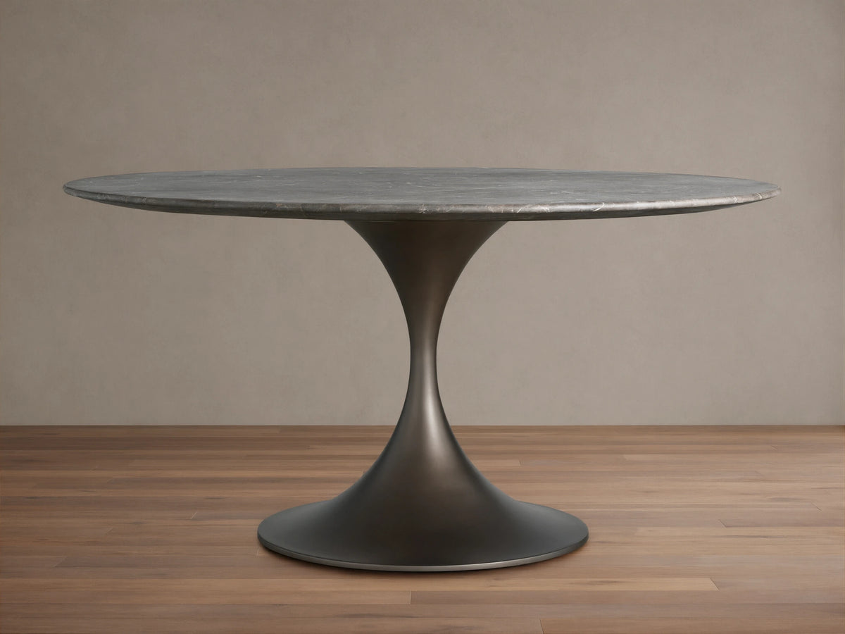 Saint Germain Round Stone Dining Table with Launette Base