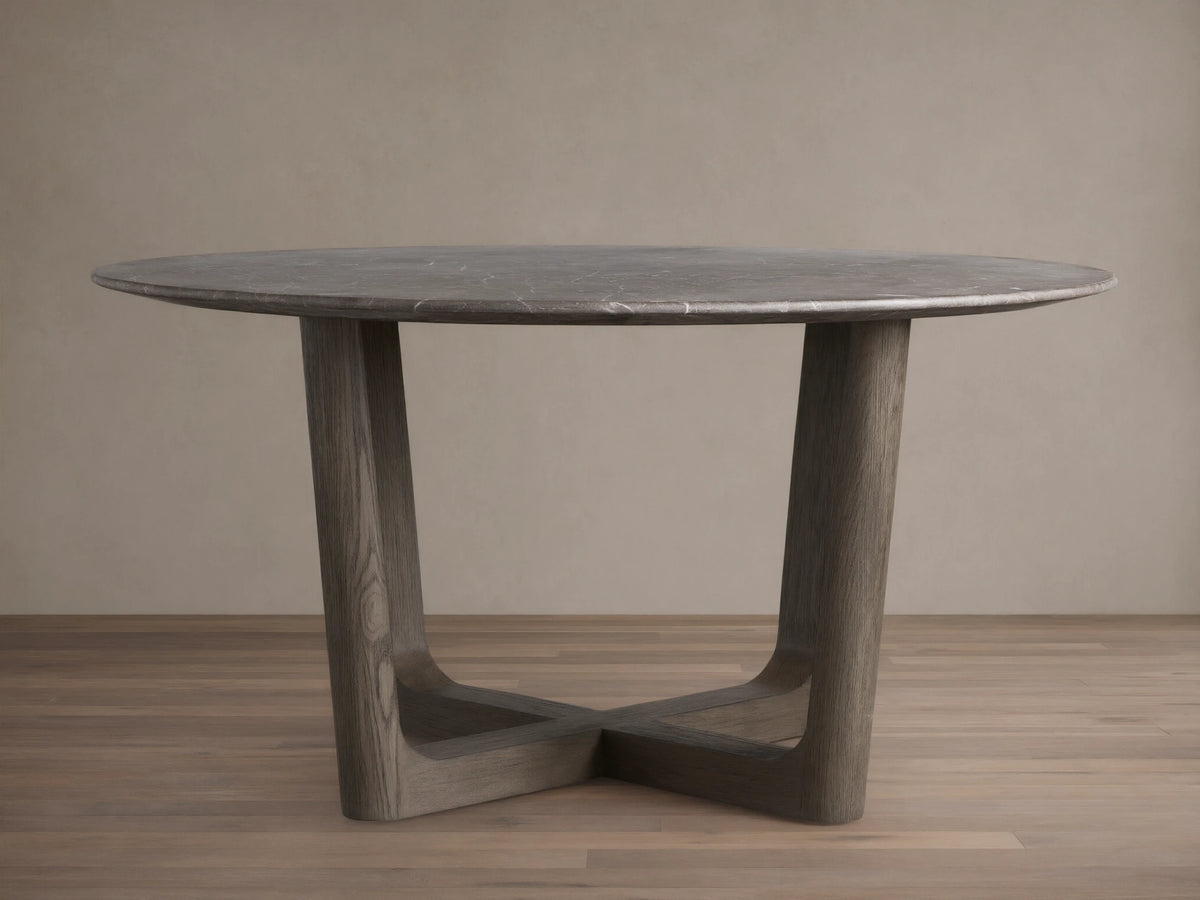 Saint Germain Round Stone Dining Table with Rennes Base
