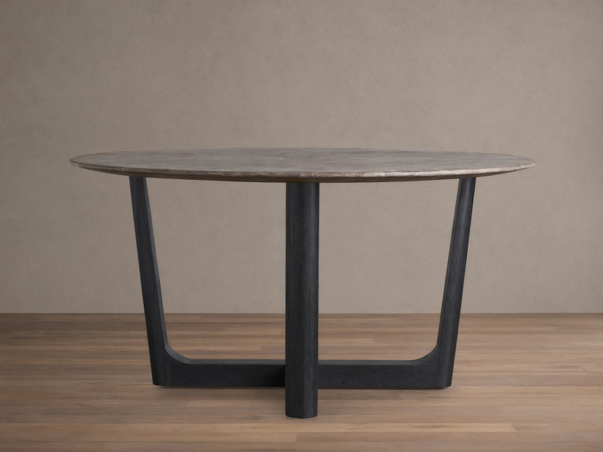 Saint Germain Round Stone Dining Table with Rennes Base