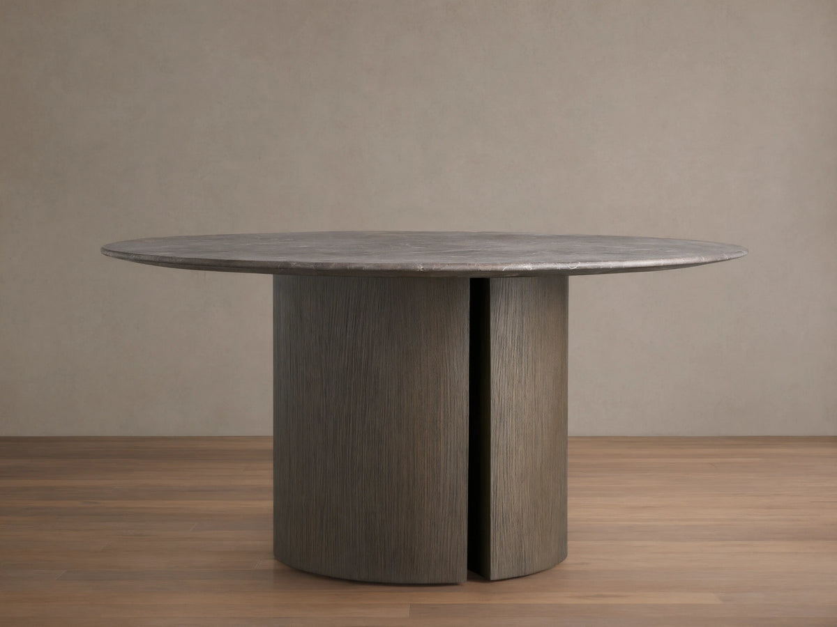 Saint Germain Round Stone Dining Table with Dauphine Base