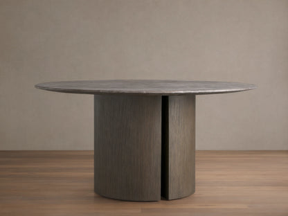Saint Germain Round Stone Dining Table with Dauphine Base