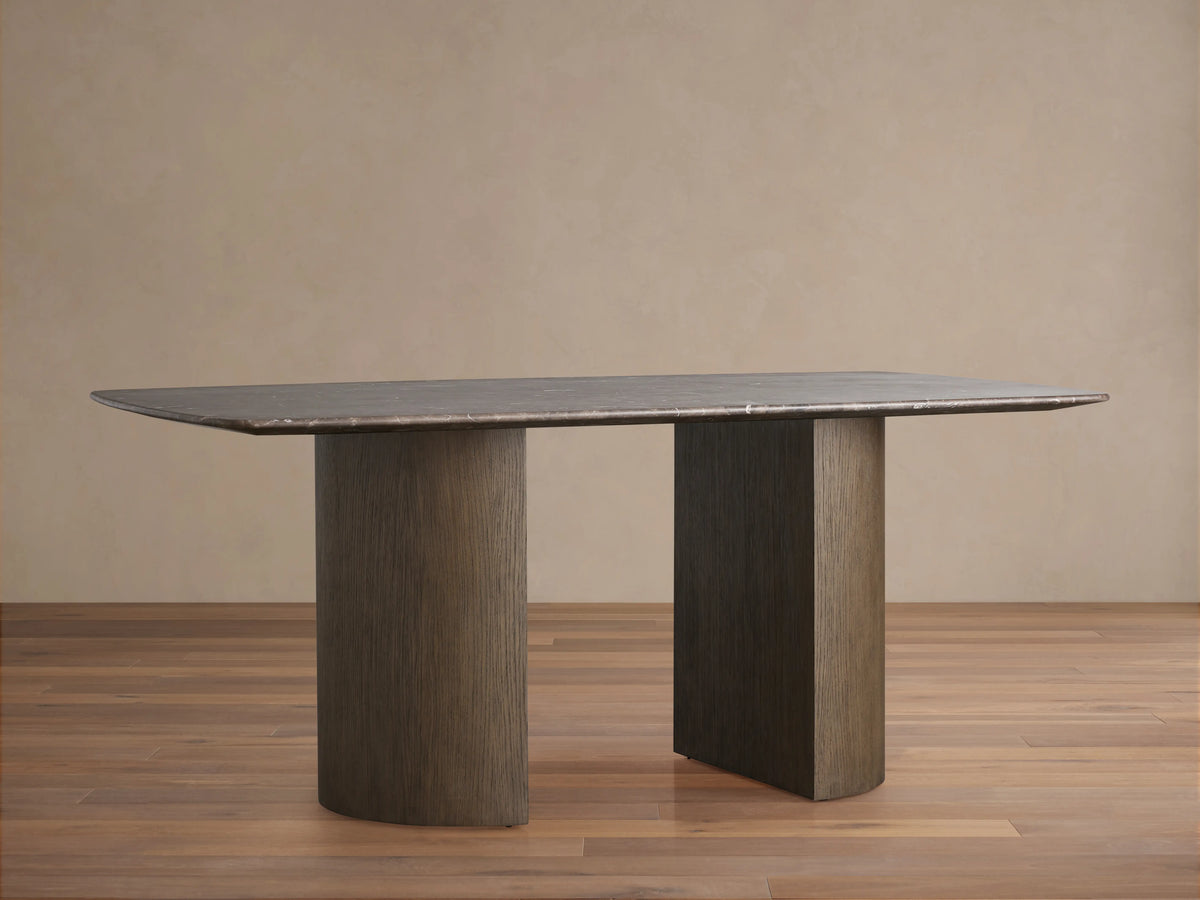 Oblong espresso brown stone tabletop with intricate natural veining and patterns, displayed on a neutral background.