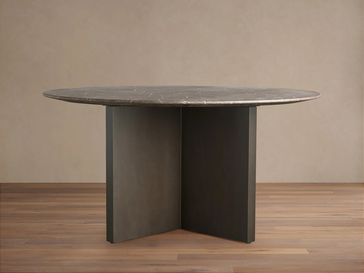 Saint Germain Round Stone Dining Table with Clement Base