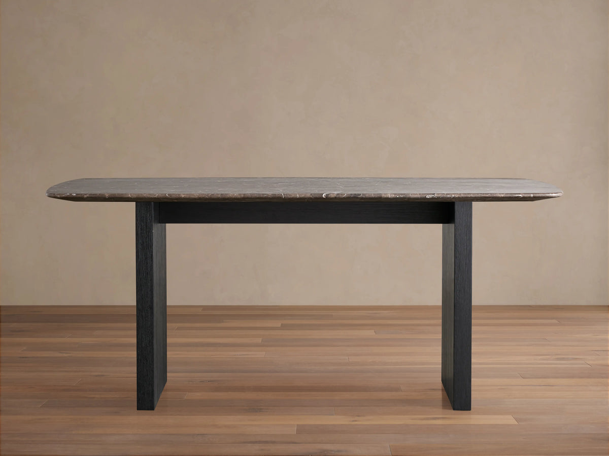 Saint Germain Stone Top Dining Table with Wood Clement Base