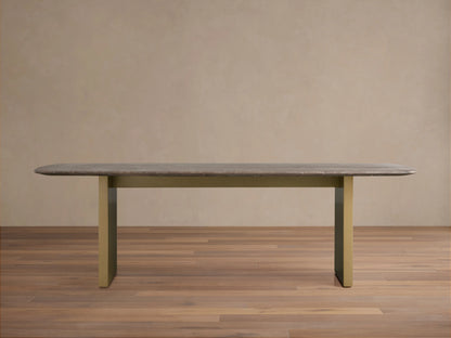 Saint Germain 96" Stone Dining Table with Metal Clement Base
