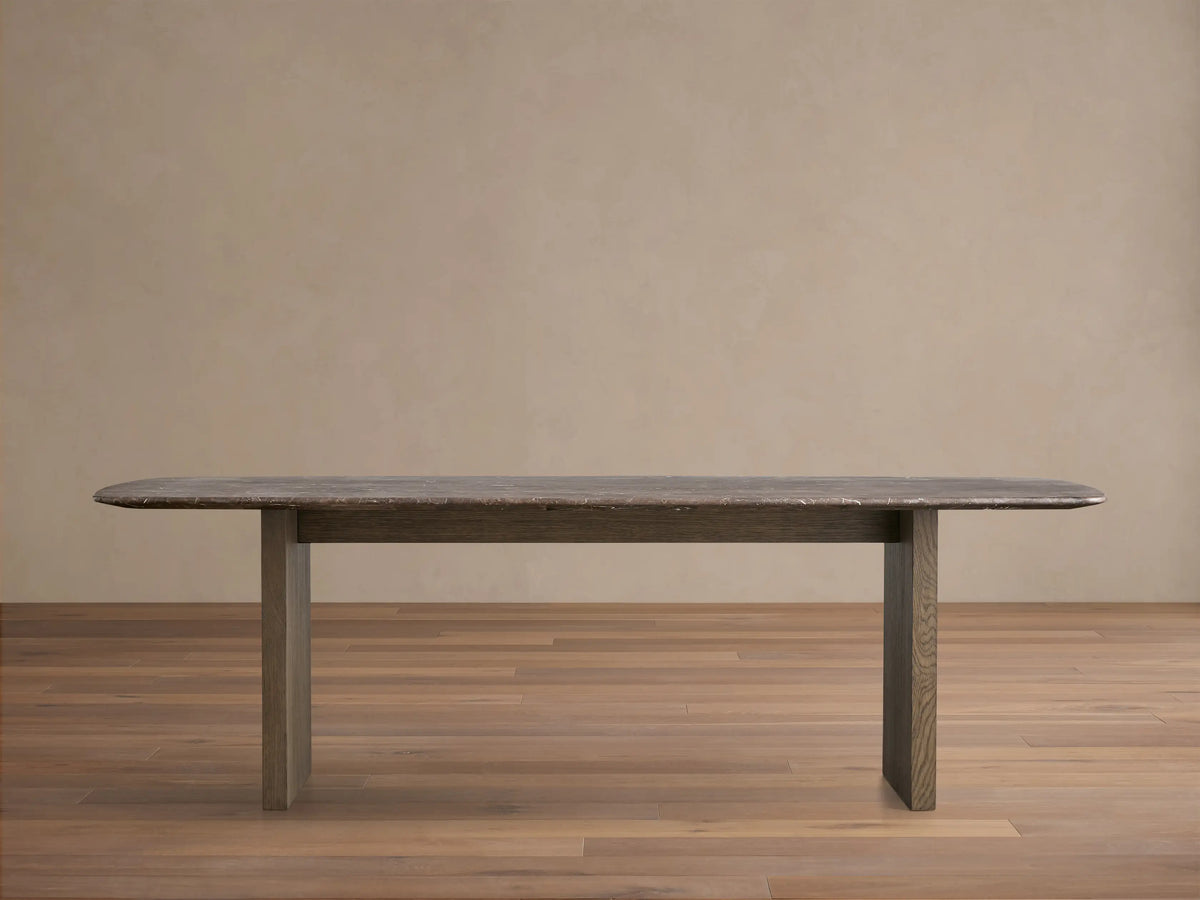 Saint Germain Stone Top Dining Table with Wood Clement Base
