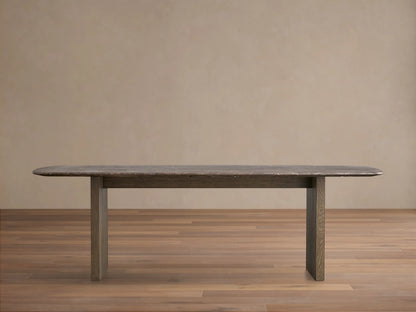 Saint Germain Stone Top Dining Table with Wood Clement Base