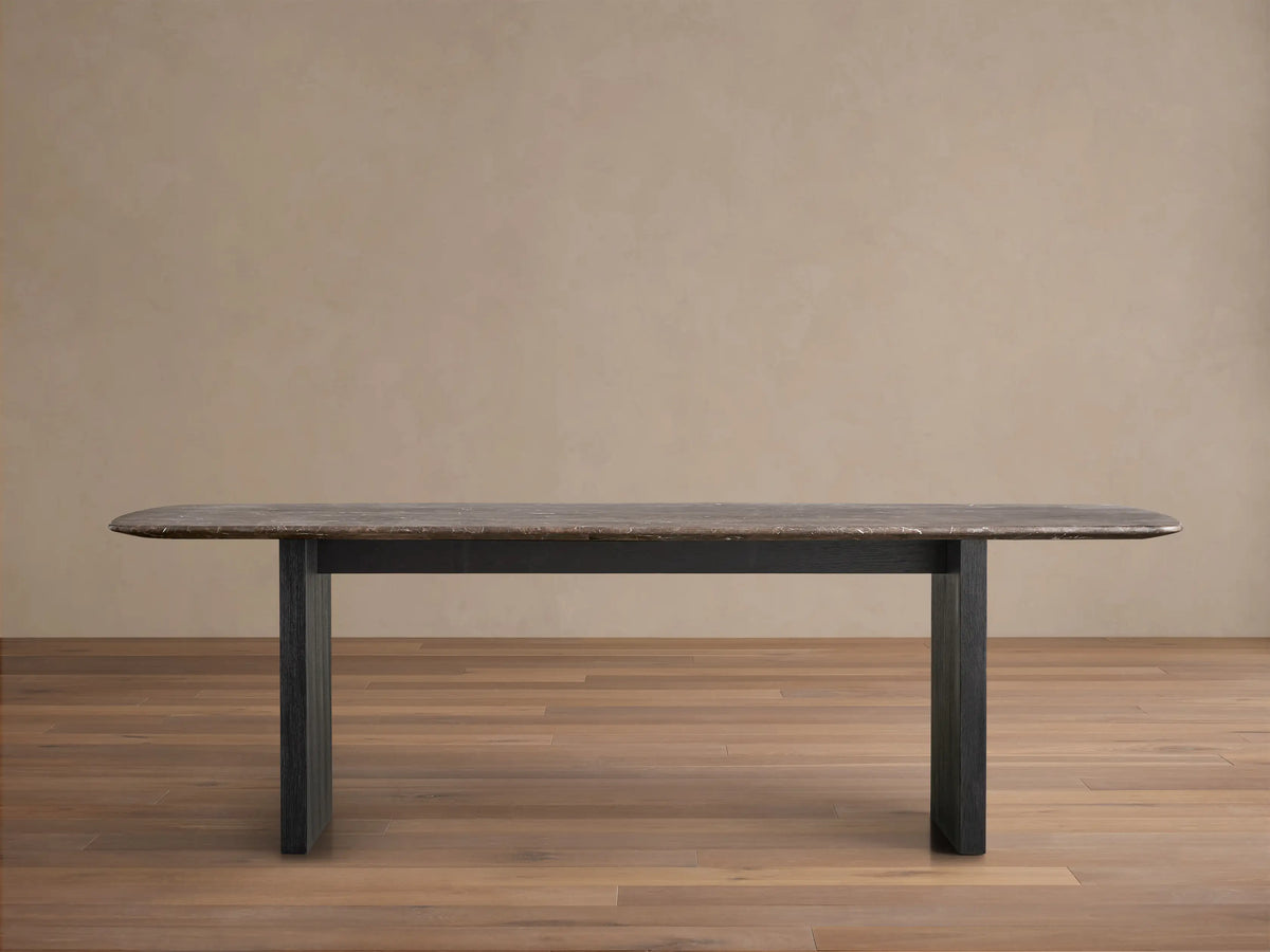 Saint Germain Stone Top Dining Table with Wood Clement Base