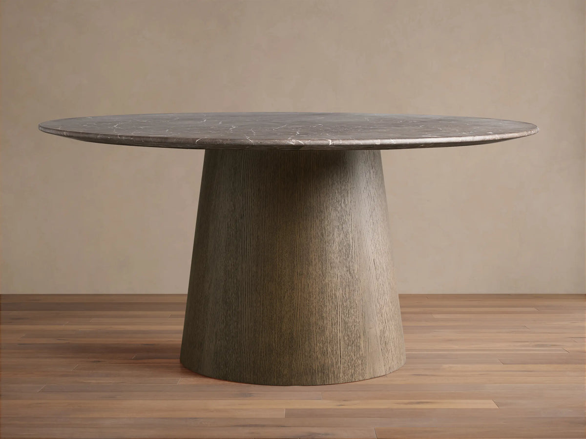 Saint Germain Round Stone Dining Table with Toulouse Base