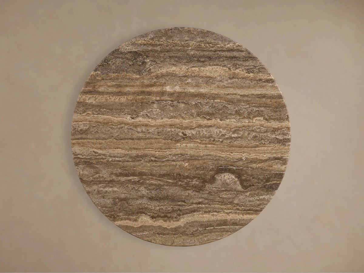 Grey Travertine 30" Counter Round Top with Launette Base in Antique Brass (1 of 2)