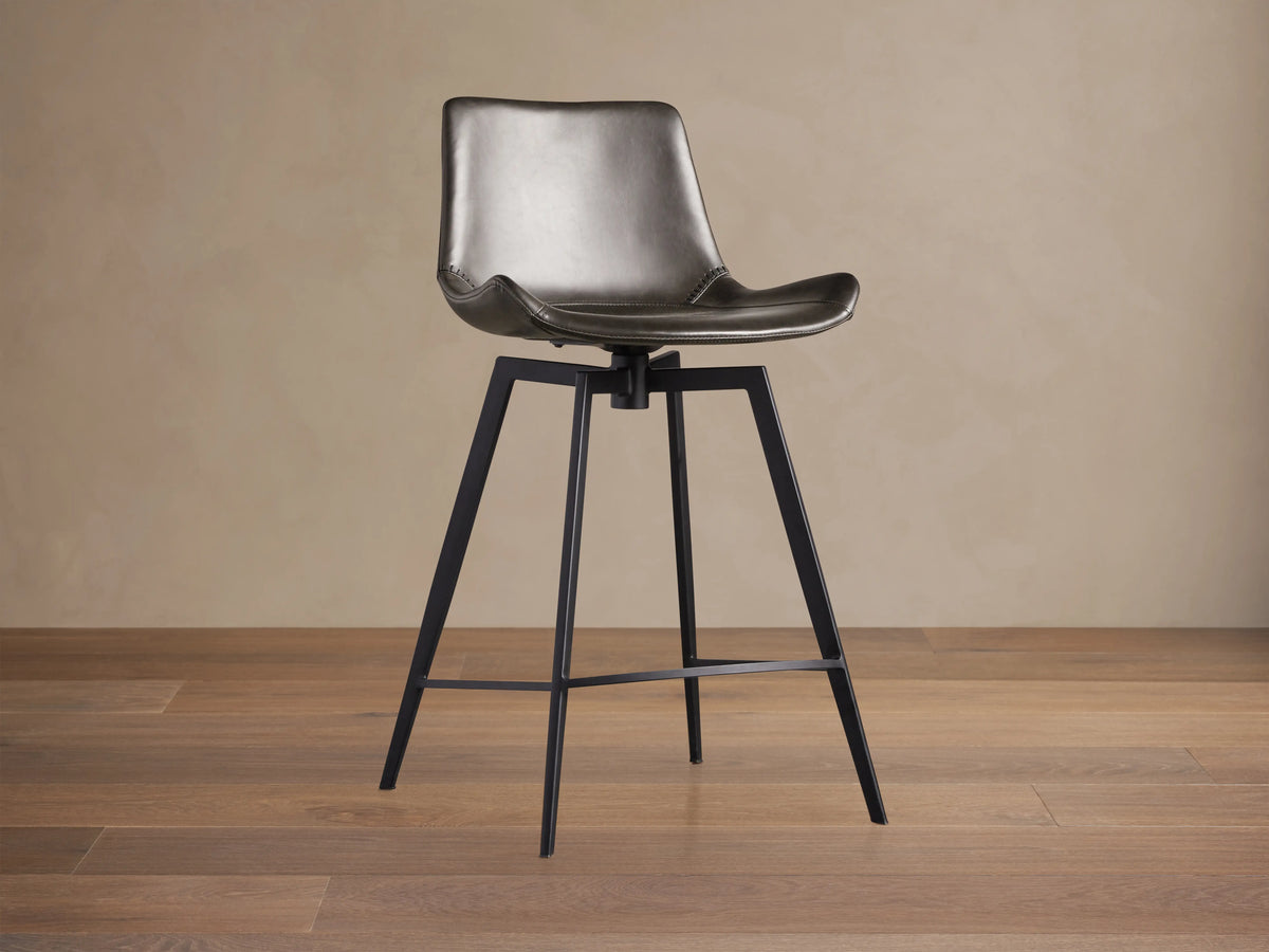 Gage Faux Leather Swivel Stool