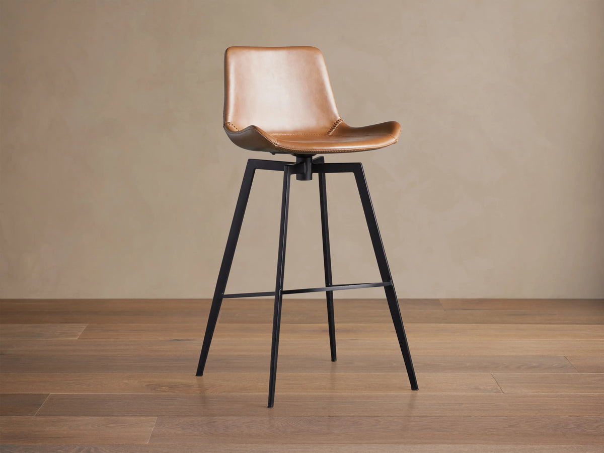 Gage Faux Leather Swivel Stool