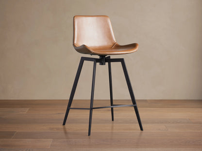 Gage Faux Leather Swivel Stool