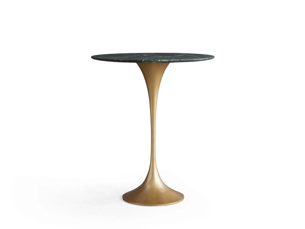 Circular tabletop of Saint Germain Counter Table in green marble with white veining, viewed from above on a neutral background.