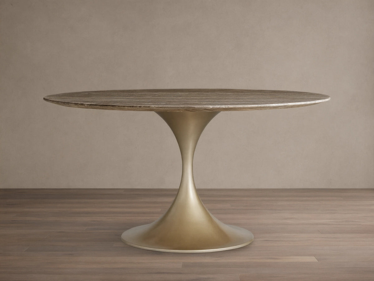 Saint Germain Round Stone Dining Table with Launette Base