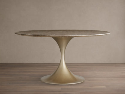 Saint Germain Round Stone Dining Table with Launette Base