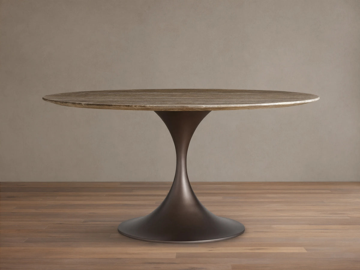 Saint Germain Round Stone Dining Table with Launette Base