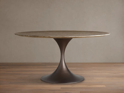 Saint Germain Round Stone Dining Table with Launette Base