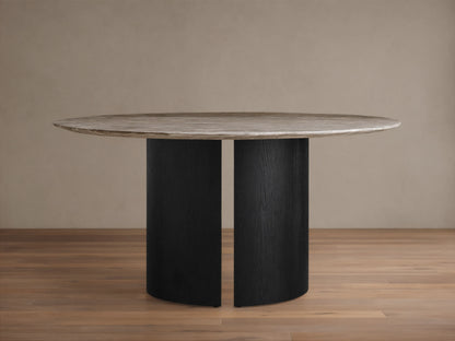 Saint Germain Round Stone Dining Table with Dauphine Base