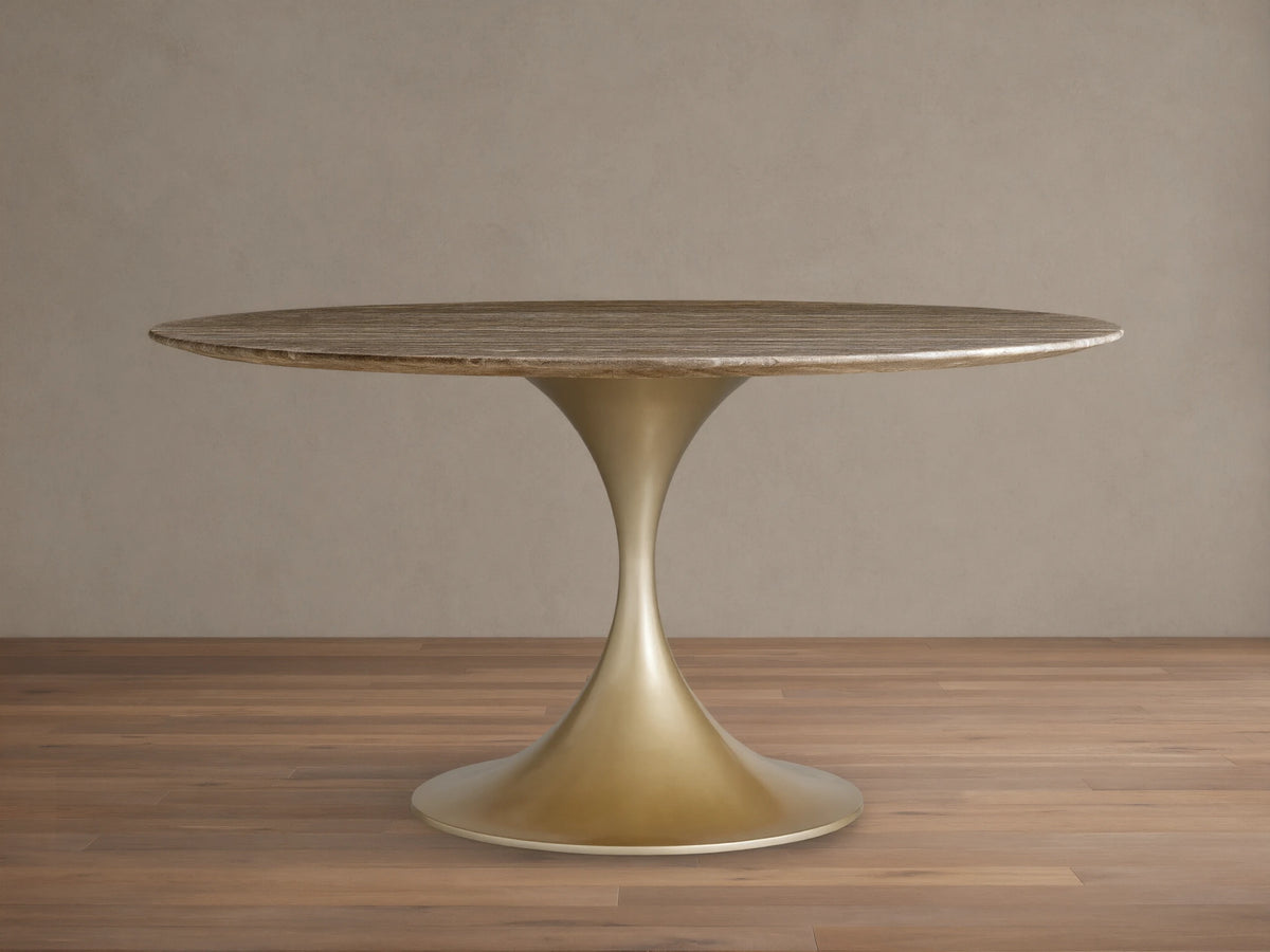 Saint Germain Round Stone Dining Table with Launette Base