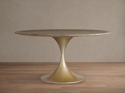 Saint Germain Round Stone Dining Table with Launette Base