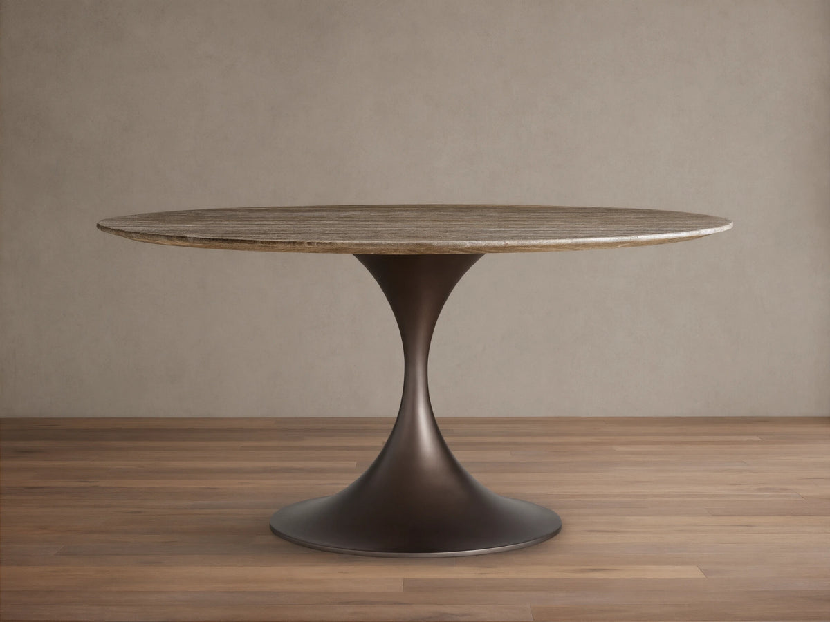 Saint Germain Round Stone Dining Table with Launette Base