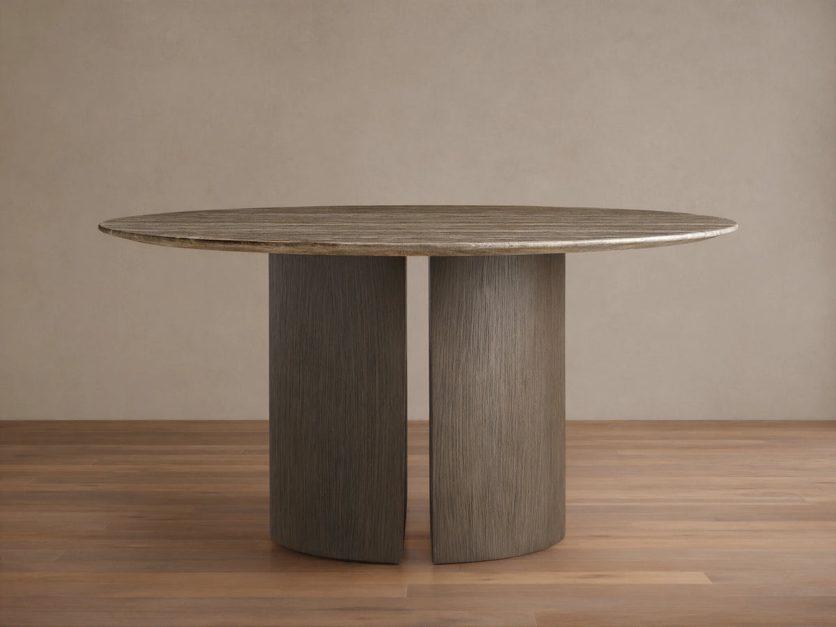 Saint Germain Round Stone Dining Table with Dauphine Base