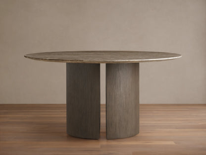 Saint Germain Round Stone Dining Table with Dauphine Base