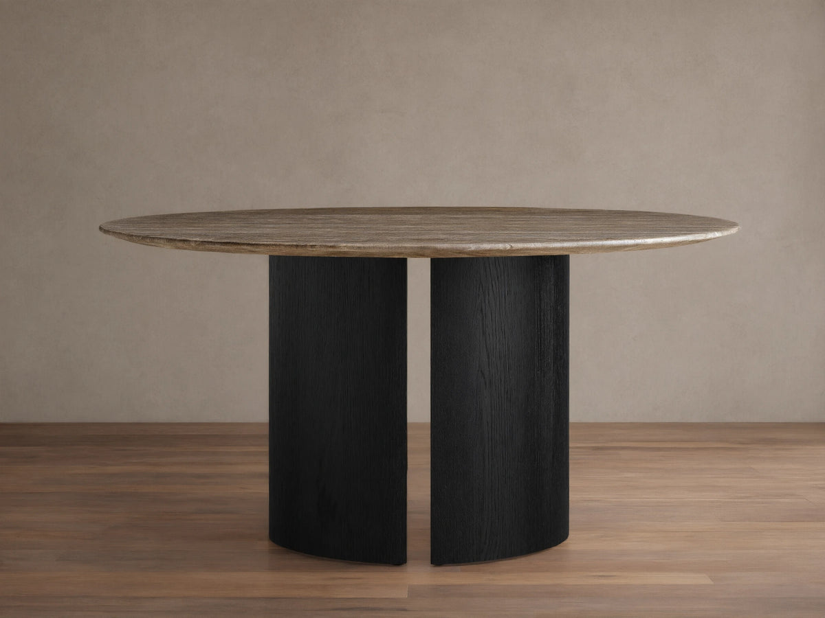 Saint Germain Round Stone Dining Table with Dauphine Base