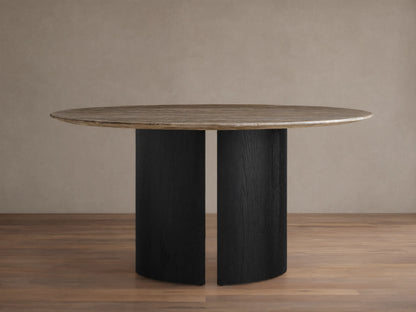 Saint Germain Round Stone Dining Table with Dauphine Base