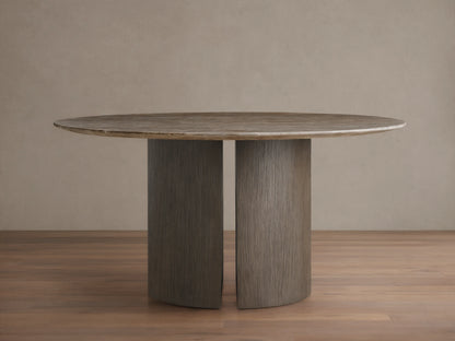 Saint Germain Round Stone Dining Table with Dauphine Base