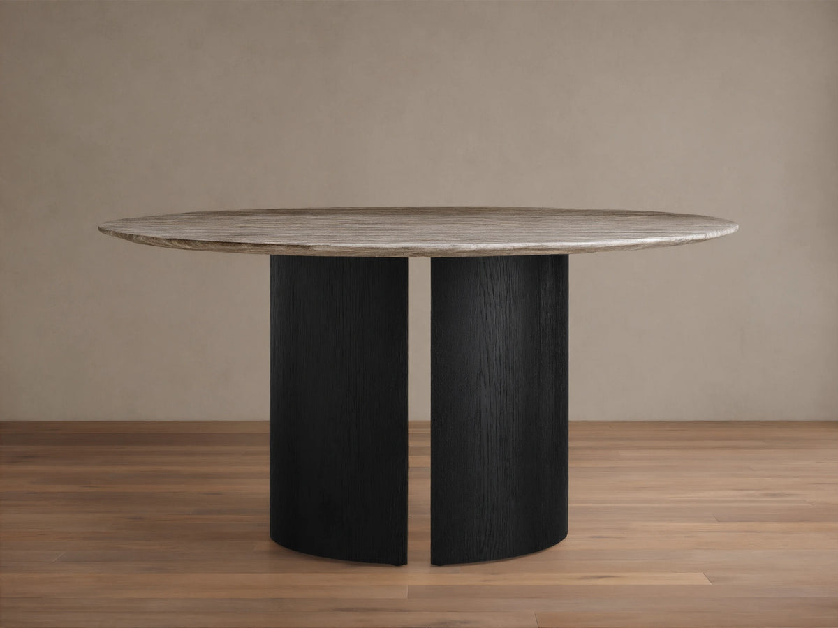 Saint Germain Round Stone Dining Table with Dauphine Base