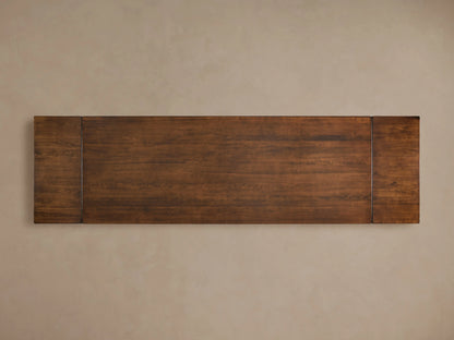 Tuscany Extension Dining Table in rich brown poplar wood, shown from a top view with visible fine grain detail.