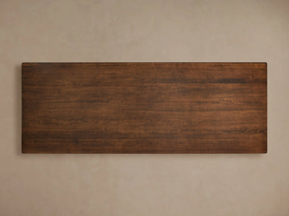 Tuscany Extension Dining Table with a rich, dark wood finish, showcasing a smooth, rectangular tabletop viewed from above.