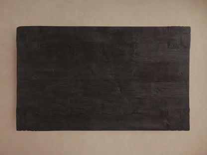 Ubud Coffee Table corner, dark Shou Sugi Ban reclaimed teak wood, textured with visible grain and sturdy joint.