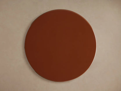 Round, reddish-brown August Lacquer Stool top with a high-gloss finish, viewed from above against a neutral background.