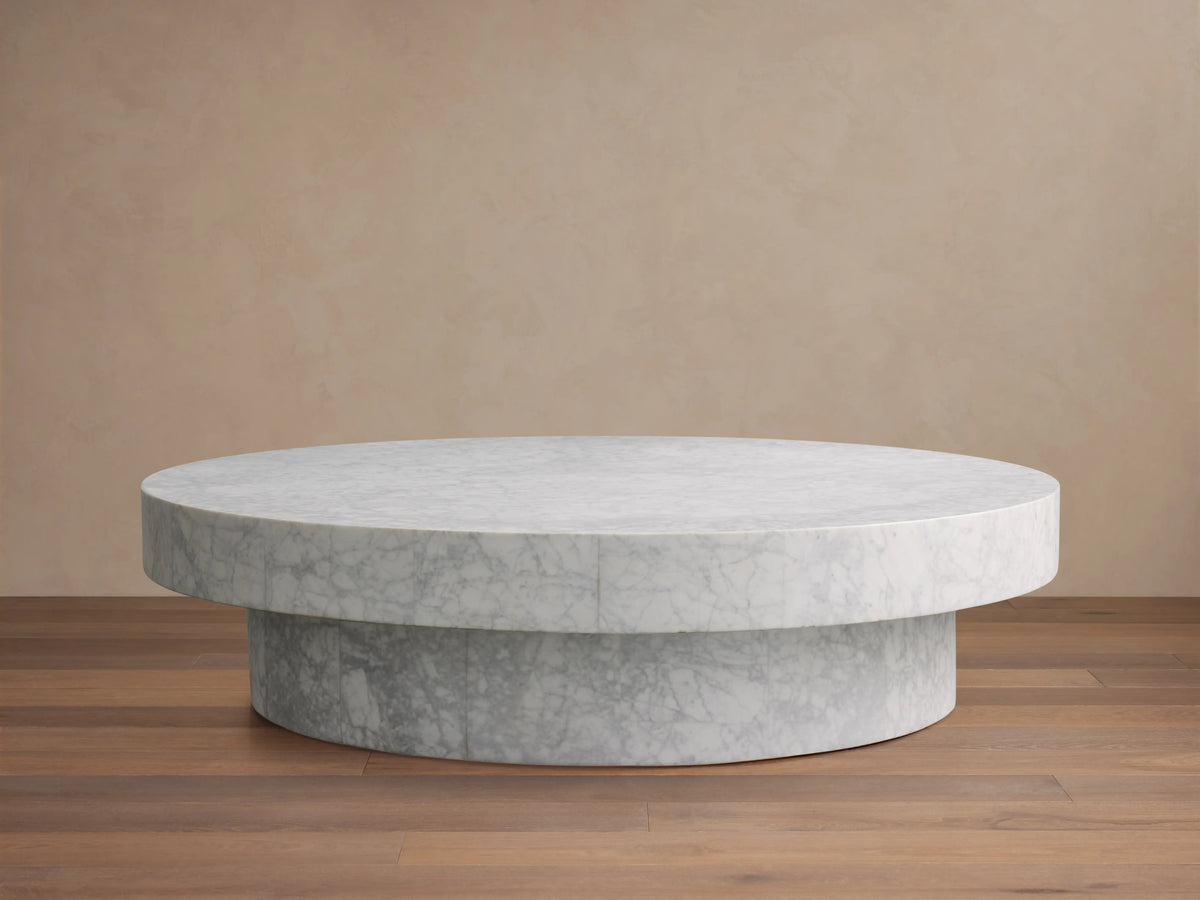 Cinzia Stone Round Coffee Table in Carrara