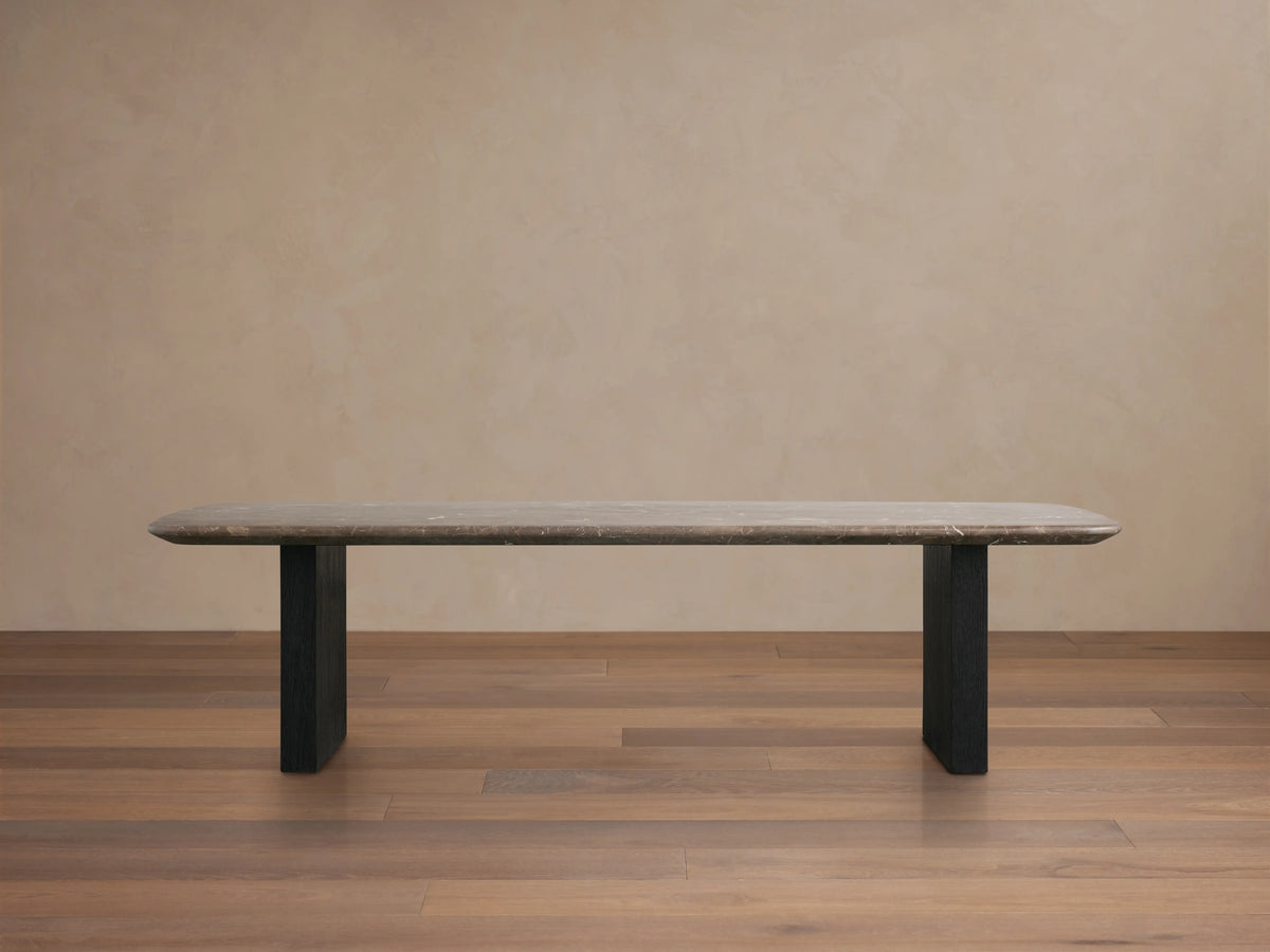 Saint Germain Stone Top Coffee Table with Wood Clement Base