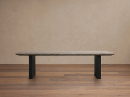 Saint Germain Stone Top Coffee Table with Wood Clement Base