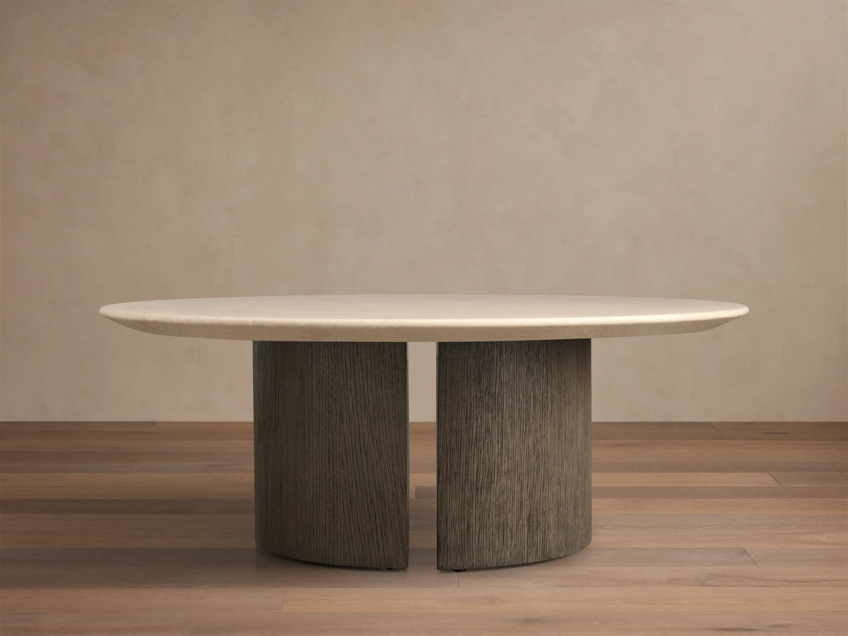 Saint Germain Round Stone Coffee Table with Dauphine Base
