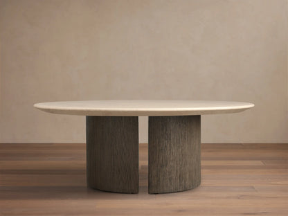 Saint Germain Round Stone Coffee Table with Dauphine Base
