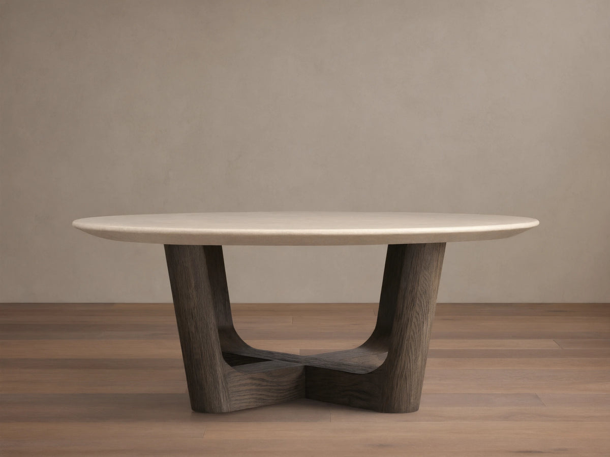 Saint Germain Round Stone Coffee Table with Rennes Base