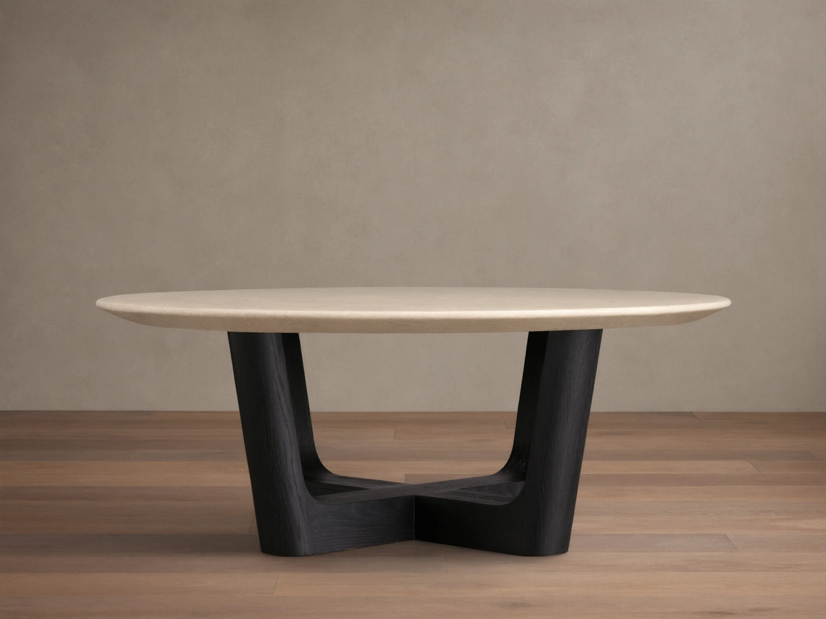 Saint Germain Round Stone Coffee Table with Rennes Base