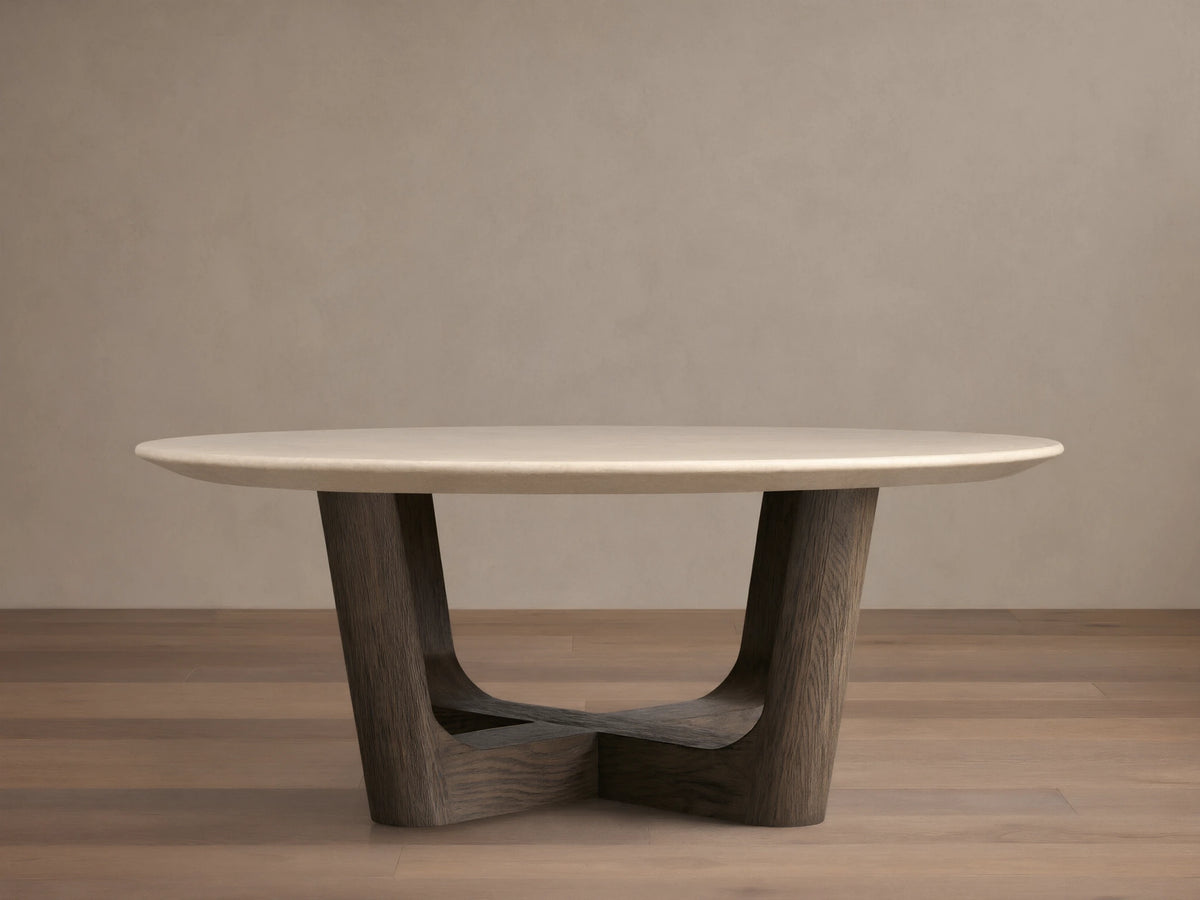 Saint Germain Round Stone Coffee Table with Rennes Base