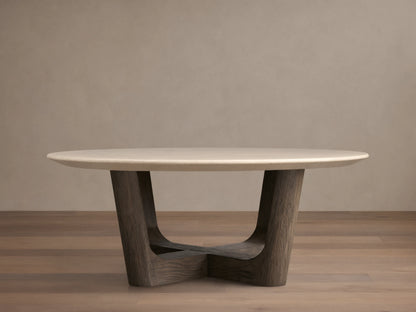 Saint Germain Round Stone Coffee Table with Rennes Base
