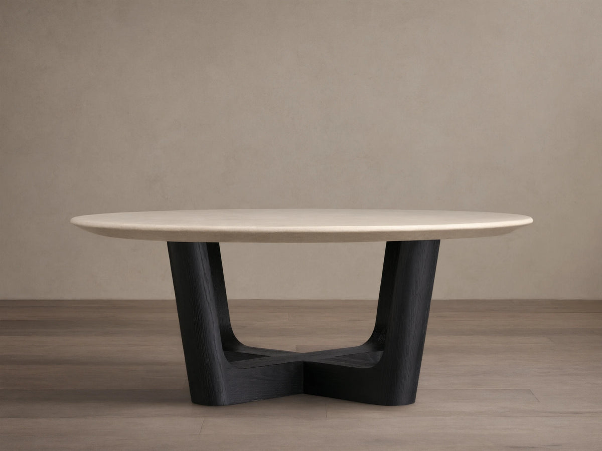 Saint Germain Round Stone Coffee Table with Rennes Base